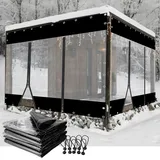 Outdoor Vorhänge mit Reißverschlüsse Transparent Pergola Pavillon Seitenwände PVC Plane Seitenteile, für Terrasse Veranda Balkon POCHY(7'x6'(2.2x1.8m))