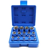 HZOUHONG Außen Torx Nuss Set 14-tlg E Torx Steckschlüsselsatz 1/2 3/8 1/4 Zoll Torxschlüssel Nuss Set E4-E24 aus CR-V mit Bewahrungsbox, für Schlagschrauber, Drehmomentschlüssel (Blau)