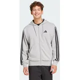 adidas Essentials 3-Streifen French Terry Reißverschlusspullover Medium Grey Heather / Black 2XL