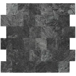 Dalsys Selbstklebende Fliesen 1m2 11 Stück PVC Steinoptik Anthrazit