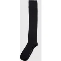 Kniestrümpfe aus Baumwoll-Elasthan-Mix mit Logo-Motiv, Marine, 35-38