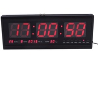 Multifunktionale LED-Wanduhr, Kalender und Temperatur, Modus 12/24 Stunden, Temperatur-Wanduhr, digital, LED