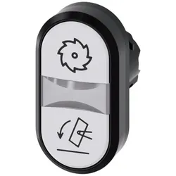 Siemens 3SU10013AB660AP0 Doppeldrucktaster, beleuchtet, 22mm, rund, Kunststoff, weiß: Symbol Kreissäge