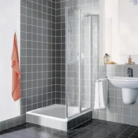 Kermi Nova 2000 Eckeinstieg mit Pendeltür rechts 80 x 185 cm Kunstglas silber