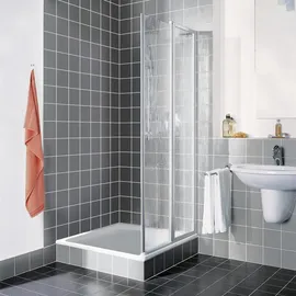 Kermi Nova 2000 Eckeinstieg mit Pendeltür rechts 80 x 185 cm Kunstglas silber