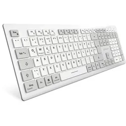 Sharkoon OfficePal K30W Tastatur - kabellose Office Tastatur mit leisen Scissor-Schaltern, 110 Stunden Akku-Laufzeit, Kompatibel mit Windows und macOS