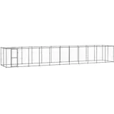vidaXL Outdoor-Hundezwinger mit Überdachung 26,62 m2 Stahl Schwarz