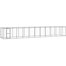 vidaXL Outdoor-Hundezwinger mit Überdachung 26,62 m2 Stahl Schwarz