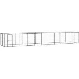 vidaXL Outdoor-Hundezwinger mit Überdachung 26,62 m2 Stahl Schwarz