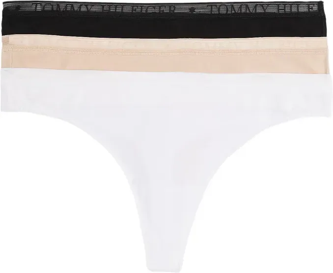 Tommy Hilfiger LOGO LACE PACK LACE 3P TANGA Schwarz/Weiß/Misty Blush MD