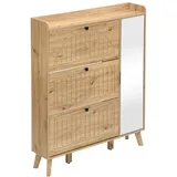 Placard Scandinave Fonctionnel Avec Miroir Mdf Bois 110.00 × 24.00 × 137.50 Cm