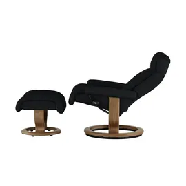 Stressless Relaxsessel Leder 77 x 108 x 76 cm Schwarz mit Hocker