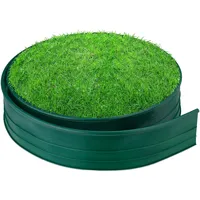 Relaxdays Rasenkante Kunststoff, 12 m, Flexibles Rasenband, Beetbegrenzung, 10 cm hoch, Wegbegrenzung, dunkelgrün