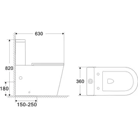 doporro Design Stand-WC mit WC-Sitz Schwarz