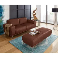 W.SCHILLIG 2-Sitzer montanaa bequem, Federkernunterfederung, elegant & edel, Breite 192cm, mit Metallfüßen in Chrom glänzend, Breite 192 cm braun
