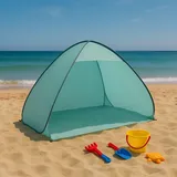 Pop-Up Strandmuschel Windschutz Sonnenschutz Sichtschutz Strandzelt Tragetasche, Farbe:grün - Grün