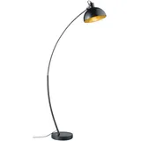 Stehleuchte Bogenlampe schwarz Leselampe Standleuchte gold Wohnzimmerlampe Bogenstandleuchte, Metall, Fußschalter, 1x E27, DxH 25x155 cm