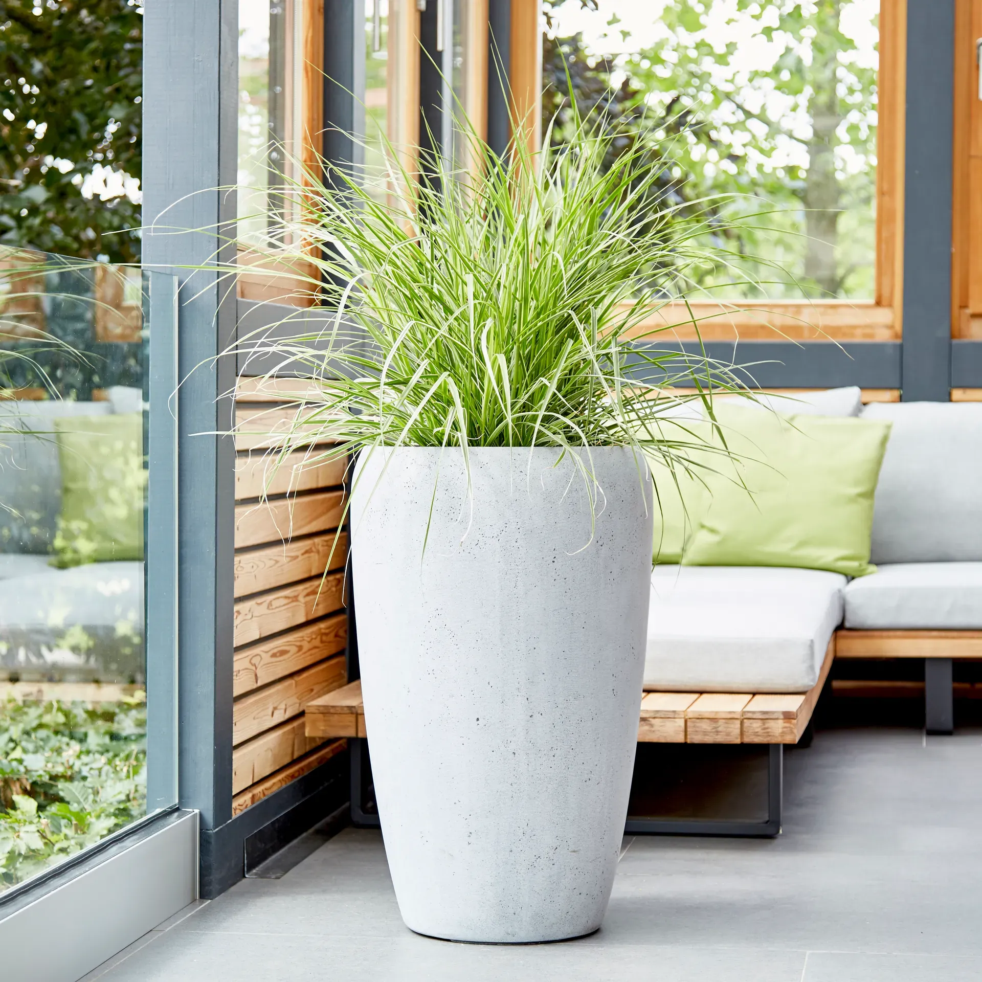 Vase Gloria - Zementgrau - 68 cm