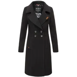 NAVAHOO Damen Designer Wintermantel Trenchcoat in Wollmantel-Optik Wooly