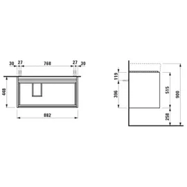 Laufen LANI für Kartell Waschtischunterbau, 2 Schubladen, 880x450x515mm, zu H810338, H4039521122661,