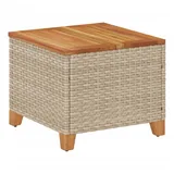vidaXL Gartentisch Beige 45x45x37 cm Poly Rattan Akazienholz