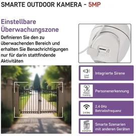 EMOS GoSmart Outdoor Überwachungskamera 5MP mit App 2K Smart Home IP-Kamera, IP65 wasserdicht H4057