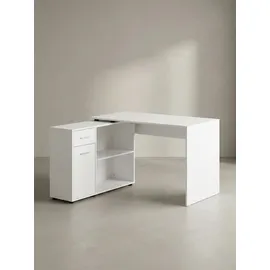 KADIMA DESIGN Eckschreibtisch mit Regal Modern DESIGN Weiß 120x107x75 cm,