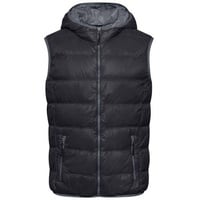 Men's Down Vest Ultraleichte sportliche Daunenweste mit Kapuze schwarz/grau, Gr. XXL