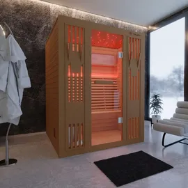 Dewello MINTO 150x130 Kabine aus Hemlock für 3 Personen mit 4,5 kW Ofen