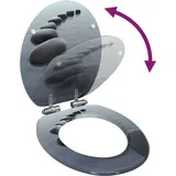 vidaXL Toilettensitz mit Soft-Close-Deckel Stein-Design Grau