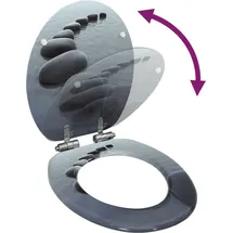 vidaXL Toilettensitz mit Soft-Close-Deckel Stein-Design Grau
