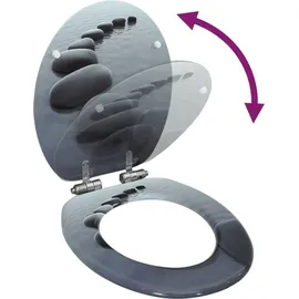 vidaXL Toilettensitz mit Soft-Close-Deckel Stein-Design Grau