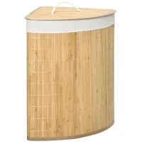 Homcom Bambus Wäschekorb mit Deckel 55L Wäschesammler mit Griffen,