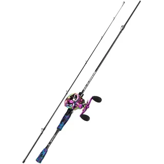 Sougayilang MX-2 Wurfangelrute und Baitcastrolle Combo, 1,8m/2,1m Baitcaster Combo - Raubfisch-Angelset für Hecht, Barsch, Zander-2.1Z-R