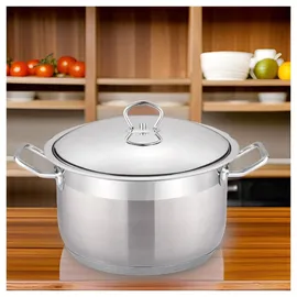 Cheffinger Edelstahl Kochtopf InduktionTopf Pfanne Deckel Suppentopf Silber 34 cm
