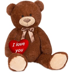 BRUBAKER Kuscheltier »XXL Teddybär 100 cm groß mit I Love You Herz« (1-St), großer Teddy Bär, Stofftier Plüschtier braun