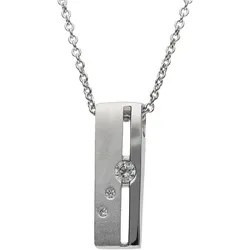 Kette mit Anhänger FIRETTI "Schmuck Geschenk Halsschmuck Halskette Kette matt glanz", silber (silberfarben, kristallweiß), Halsketten, Damen, Messing, L: 45cm B: 1,4mm, mit Zirkonia (synth.), B:1,4mm