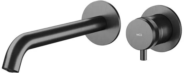 MGS MILANO Ergon ER294 Waschtisch-Wandarmatur 200mm Ausladung - Edelstahl schwarz