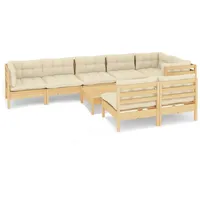 vidaXL Garten-Lounge-Set 9-tlg. creme Kiefer