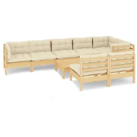 vidaXL Garten-Lounge-Set 9-tlg. creme Kiefer