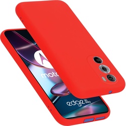 Cadorabo TPU Liquid Silicone Case Hülle für Motorola EDGE 30 PRO / EDGE+ (Motorola Edge 30 Pro, Motorola Edge+), Smartphone Hülle, Rot