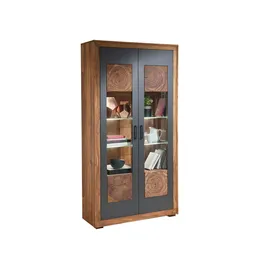 Massivmoebel24 Vitrine Sheesham 103 x 40 x 201 cm Gebeizt