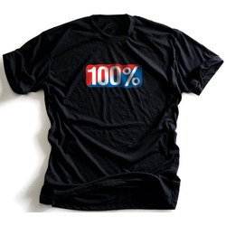 100 Percent Old School, T-Shirt - Schwarz/Weiß/Blau/Rot - L