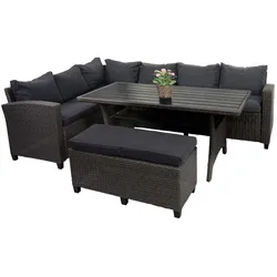 Poly Rattan Garnitur MCW-E96, Garten-/Lounge-Set Sitzgruppe, Spun Poly halbrundes Rattan ~ anthrazit, Kissen anthrazit