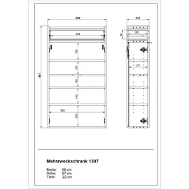 Germania Ameca 56 x 97 x 22 cm hängend / grau