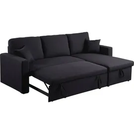 Habitat et Jardin Ecksofa reversibel mit Schlaffunktion 'alain' - 221 x 145 x 85 cm - Schwarz