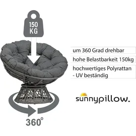 sunnypillow Papasansessel Loungesessel anthrazit