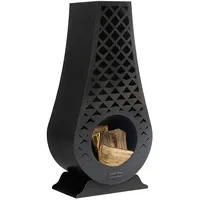 CookKing Terrassenofen Avangardo | Stahl Schwarz 50x33x108 cm | Gartenofen & Outdoor Ofen