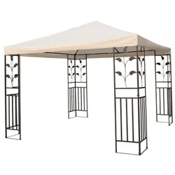 Lex Metallpavillon 3x3 m Pavillon Pergola Gartenpavillon Partyzelt Festzelt stabil beige : Beige