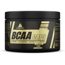 PEAK BCAA Caps - 240 Kapseln I 48 Portionen I verzweigtkettige Aminosäuren I L-Leucin, L-Isoleucin, L-Valin (2:1:1) I mit B-Vitaminen I einfache Einnahme 228 g